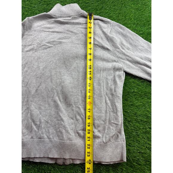 Michael Kors Mens Full Zip Mock Neck Cotton Sweater Gray Heather Sz L Ribbed Hem - Picture 5 of 10